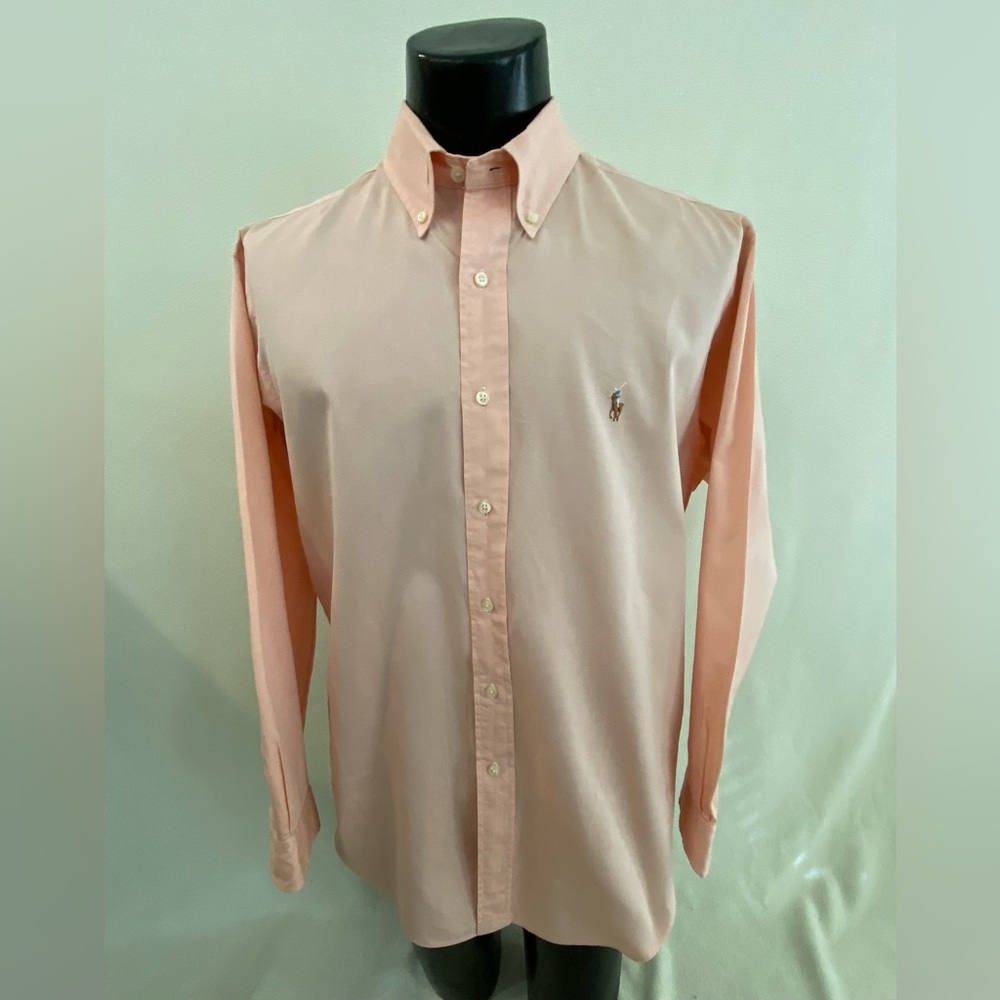 Ralph Lauren Shirt Men's 16.5x32/33 Classic Fit Long Sleeve Peach W/Flesh Pony